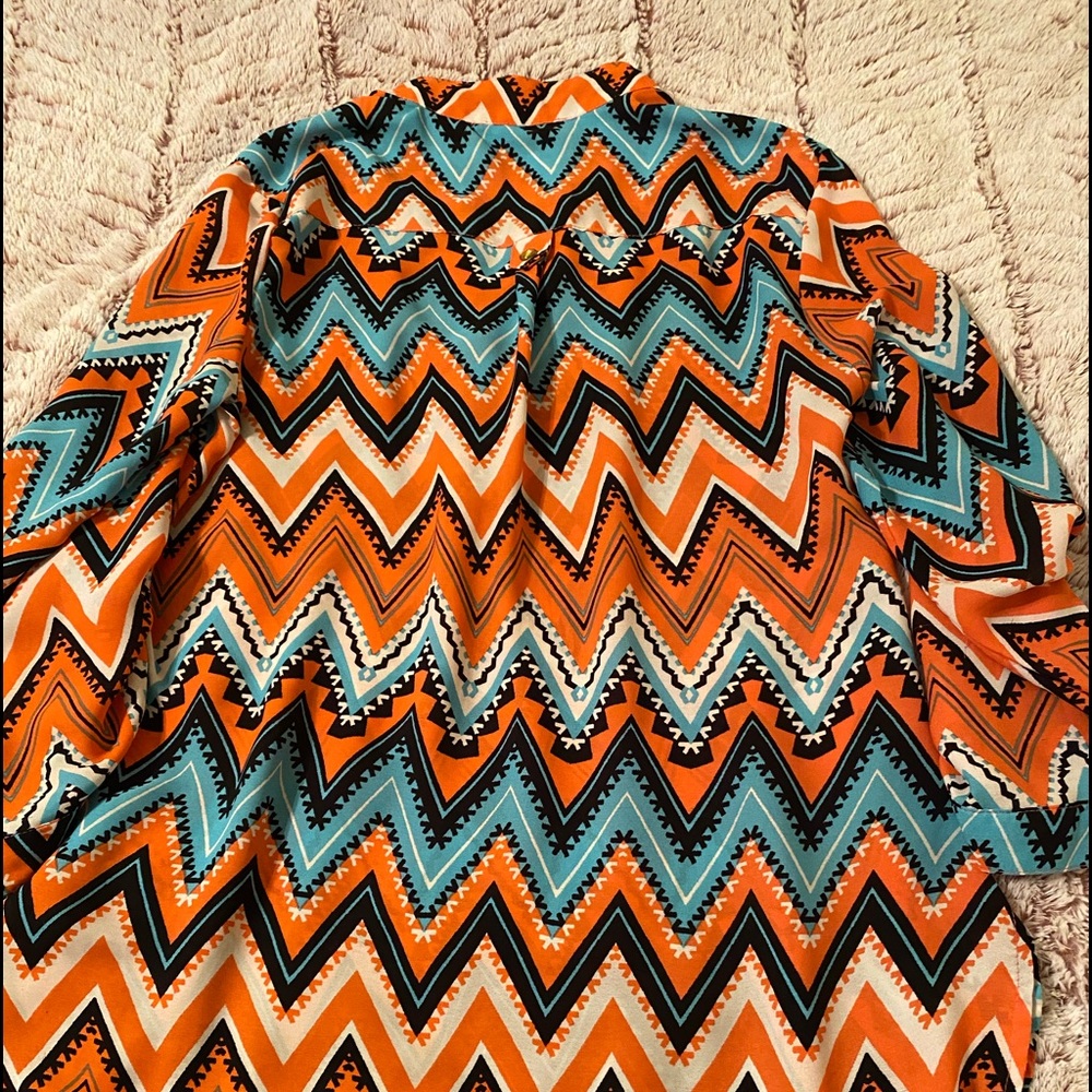 Orange and blue dress shirt